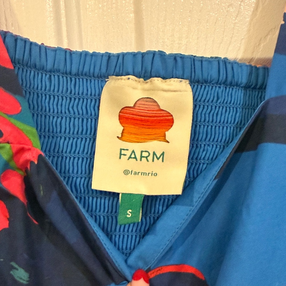 FARM Rio Blue Multi Puff-Sleeve Mini Dress - Picture 3 of 4